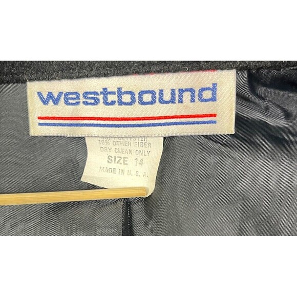 Vtg Westbound Wool Blend Blazer Womans Sz 14 Black Office Career Menswear Preppy - Picture 9 of 12